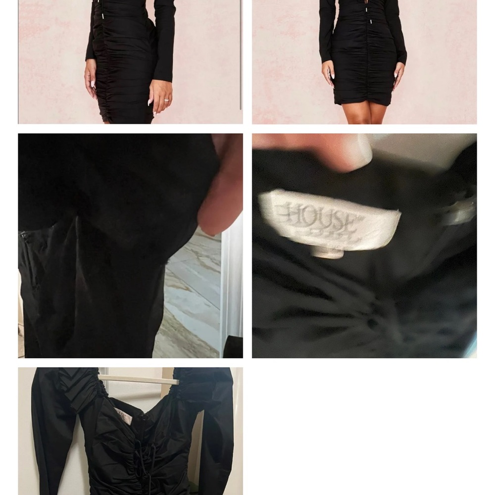 House of CB Black Ruched Dress